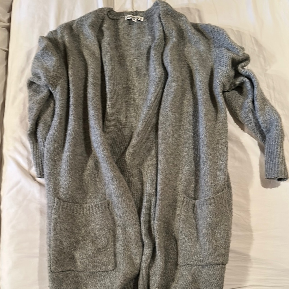 Michelle Mae Gray Open-Front Cardigan Sweater